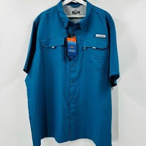 Habit Kona Beach Short Sleeve River Shirt Blue Ashes Vented Fishing Plaid 2XL